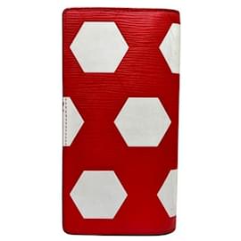 Louis Vuitton-Louis Vuitton Epi Portefeuille Brazza Long Wallet-White,Red