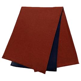 Hermès-Hermes Cashmere Silk Shawl-Red,Navy blue