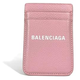Balenciaga-Balenciaga Pink Leather Business Card Case-Pink,White