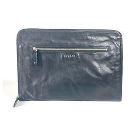 Bulgari Clutch de couro preto Bvlgari Preto