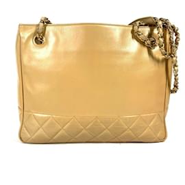 Chanel-Chanel Vintage Matelasse Quilted Tote Bag-Beige