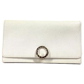 Bulgari Bvlgari Bi-Fold Leather Wallet White