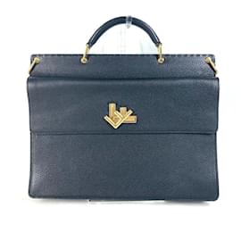 Fendi-Fendi 7VA462 Leather Briefcase-Black