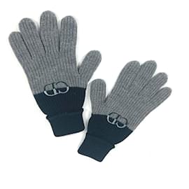 Christian Dior-Christian Dior Bicolor CD Logo Gloves-Brown,Black