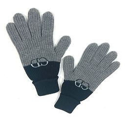 Luvas Bicolor Logo CD Christian Dior Marrom Preto