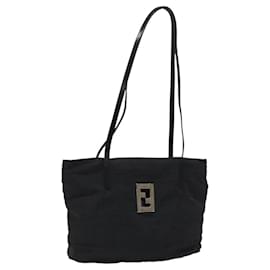 Fendi-FENDI Zucca Canvas Hand Bag Black Auth 108264-Black