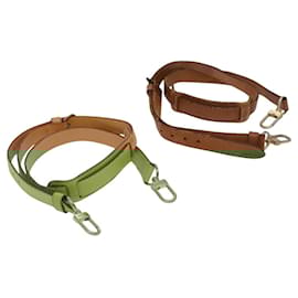 Louis Vuitton-LOUIS VUITTON Adjustable Shoulder Strap Leather 2Set Beige LV Auth bs23196-Beige