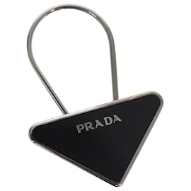Prada-PRADA Key Ring metal Black M713 Auth am7994-Black