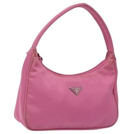 Prada-PRADA Accessory Pouch Nylon Pink Silver Auth EC255-Silvery,Pink