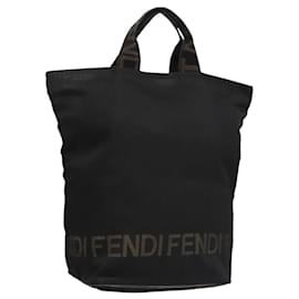 Fendi-FENDI Hand Bag Canvas Black Auth ti2793-Black