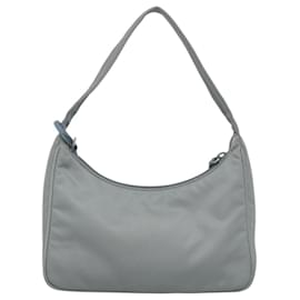 Prada-PRADA Accessory Pouch Nylon Light Blue Silver Auth PP373-Silvery,Light blue