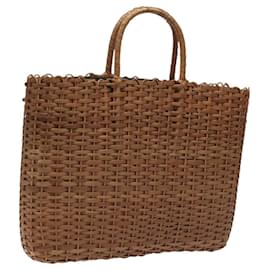 Fendi-FENDI Straw Hand Bag Raffia Brown Auth mr1096-Brown
