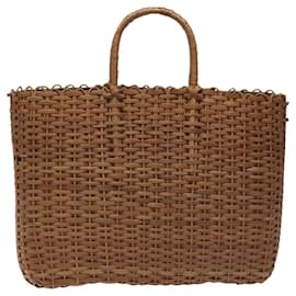 Fendi-FENDI Straw Hand Bag Raffia Brown Auth mr1096-Brown