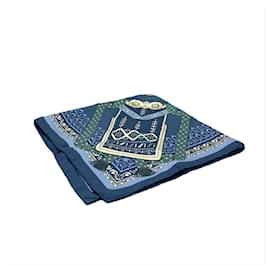Hermès-Hermes Carré 90 Gold Branch Brins d'or Scarf-Blue