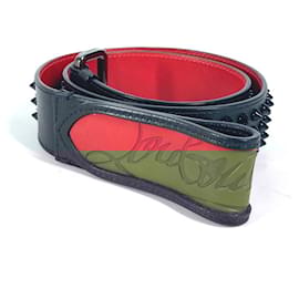 Christian Louboutin-Christian Louboutin Studded Logo Belt-Black,Red