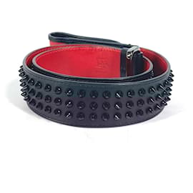 Christian Louboutin-Christian Louboutin Studded Logo Belt-Black,Red