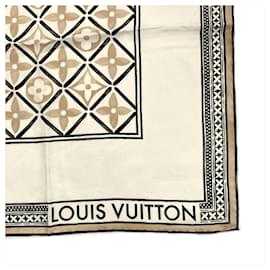 Louis Vuitton-Louis Vuitton Monogram Flower Tile Scarf-Beige