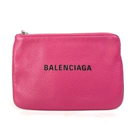 Balenciaga-Balenciaga Logo Everyday Pouch M Bag Clutch-Black,Pink