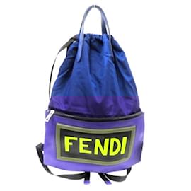 Fendi-Fendi Blue Nylon and Leather Backpack-Blue