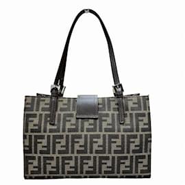 Fendi-Fendi Zucca Pattern Tote Bag-Brown,Khaki