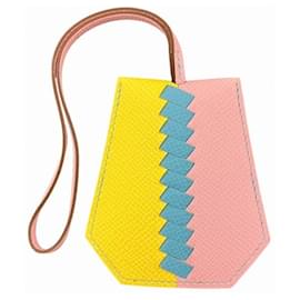 Hermès-Hermes Crochet Cle Traceage Keychain-Pink,Yellow