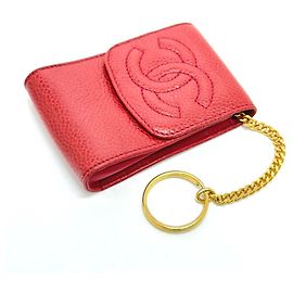 Mini Poche Chanel CC Coco Mark Estojo para Cigarros Vermelho