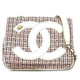 Bolsa pochette Chanel CC Coco Mark Flap Branco Vermelho