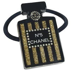 Design della bottiglia di profumo Chanel 17A Logo Elastico per capelli Nero D'oro