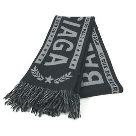 Cachecol com franjas e logo Balenciaga Marrom Preto