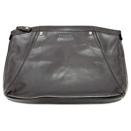 Bulgari Bolsa clutch de couro marrom Bvlgari Marrom