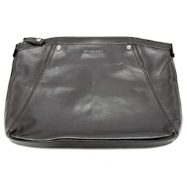 Bulgari-Bvlgari Brown Leather Clutch Bag-Brown