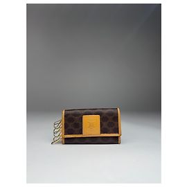 Céline Vintage Celine Paris Leather Monogram Key Holder Brown