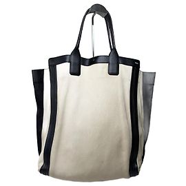 Chloé Bolsa shopper de couro vintage Chloe Alison bege e preta Bege