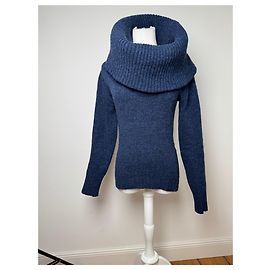 Suéter vintage Balenciaga de gola alta em lã azul Azul marinho