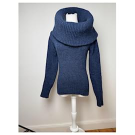 Balenciaga-Vintage Balenciaga Big Turtle Neck Wool Sweather Blue-Navy blue
