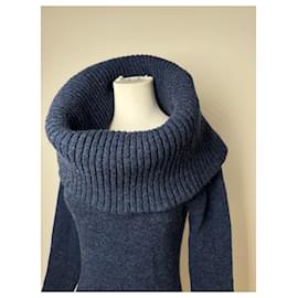 Balenciaga-Vintage Balenciaga Big Turtle Neck Wool Sweather Blue-Navy blue