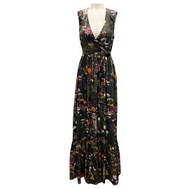 Mulberry Robe maxi en soie à imprimé floral multicolore de mûrier et d'olive Multicolore
