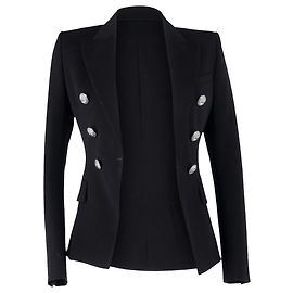 Balmain Double Breasted Blazer in Black Wool  Black