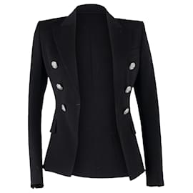 Balmain-Balmain Double Breasted Blazer in Black Wool -Black