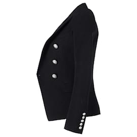 Balmain-Balmain Double Breasted Blazer in Black Wool -Black