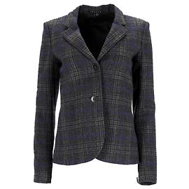 Theory Plaid Single-Breasted Blazer in Grey Wool Grey