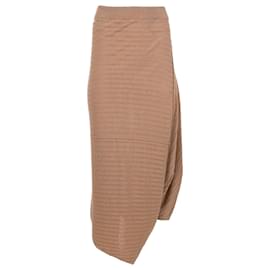 JW Anderson- Jw Anderson Knitted Midi Skirt in Brown Linen-Brown,Red