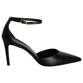 Stuart Weitzman Stuart 85 Sapatos de salto com tiras em couro de bezerro preto Preto