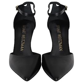 Stuart Weitzman-Stuart Weitzman Stuart 85 Strap Pumps in Black Calfskin Leather-Black