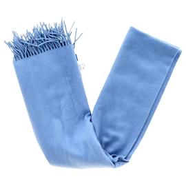 Max Mara-Max Mara Fringed Scarf in Blue Cashmere-Blue