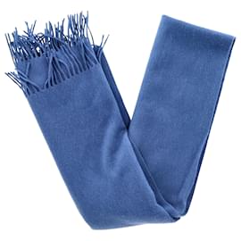 Max Mara-Max Mara Fringed Scarf in Blue Wool-Blue
