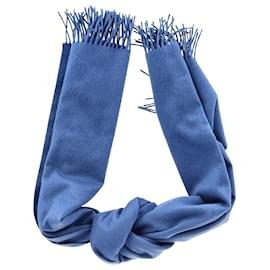 Max Mara-Max Mara Fringed Scarf in Blue Wool-Blue