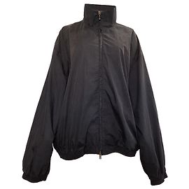Acne Studios Logo Zipper Jacket in Black Cotton Black