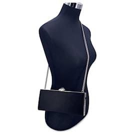 Christian Louboutin-Sac de soirée Keops en satin noir avec chaîne-Noir