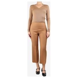 Gucci-Tan textured trousers - size UK 8-Brown